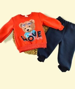 Kız Bebek Takım | Sweatshirt ve Eşofman Altı | Kırmızı Lacivert