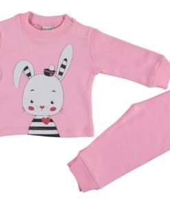 Kız Bebek Pembe 2’li takım | Sweat & Ve Eşofman Alt | 0 – 6 Ay | Tavşan Desenli