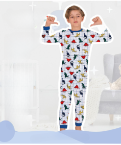 Dinozor Desenli Erkek Çocuk Pijama Takımı | Mavi | 5 – 9 Yaş