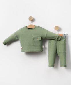 Erkek Bebek 2’li Takım | Sweat & Alt | Cepli | Yeşil Renk | 6 – 24 Ay