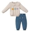 Kız Bebek 2’li Takım | Sweat & Alt | Çiçek Desenli | 6 – 24 Ay | Krem Renk